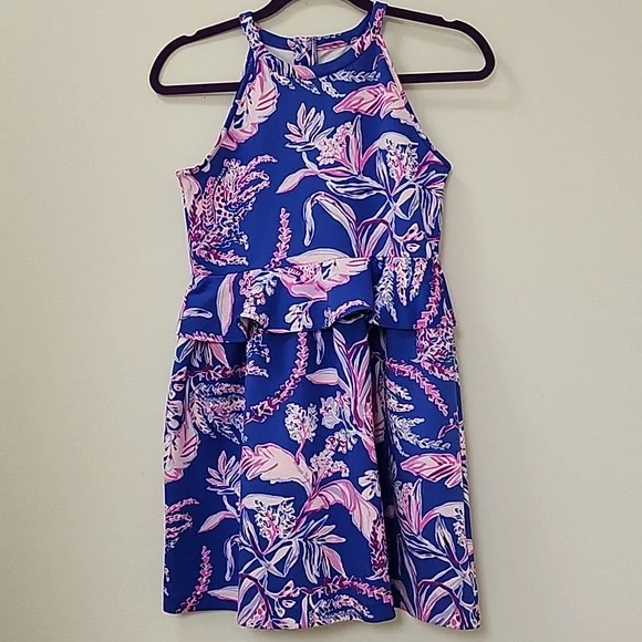 Lilly Pulitzer coastal Caesara Dress in Iris Blue Wild Pink Size XL 12-14 - Picture 7 of 16